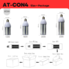 AT-CON4シリーズ 低出力LEDコーン電球 | 12W-24W 140lm/W IP65防水 E26/E39ベース HID/CFL代替 360°配光 - Antslit
