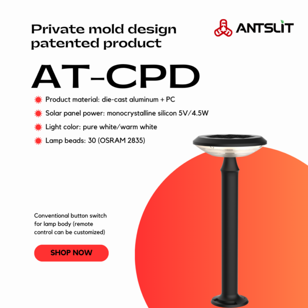 AT-CPD260-Moon LEDガーデンライト | 庭園・景観照明用 30pcs OSRAM LED 12時間点灯 太陽光/AC対応 IP65防水 - Antslit