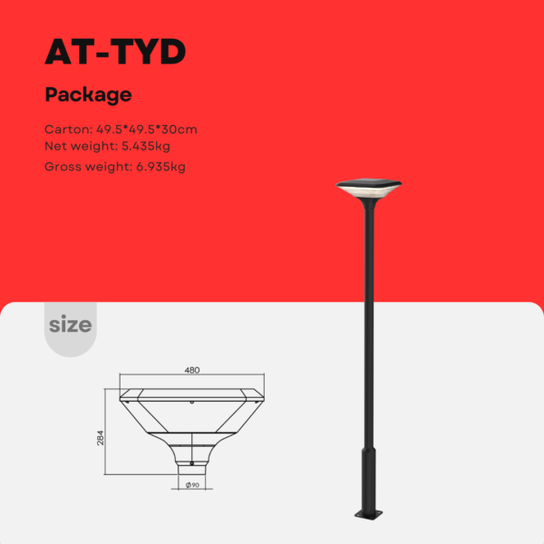 AT-TYD536-Moon LEDガーデンライト | 庭園・景観照明用 160pcs OSRAM LED 12時間点灯 太陽光/AC対応 IP65防水 - Antslit