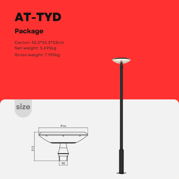 AT-TYD536-Moon LEDガーデンライト | 庭園・景観照明用 160pcs OSRAM LED 12時間点灯 太陽光/AC対応 IP65防水 - Antslit